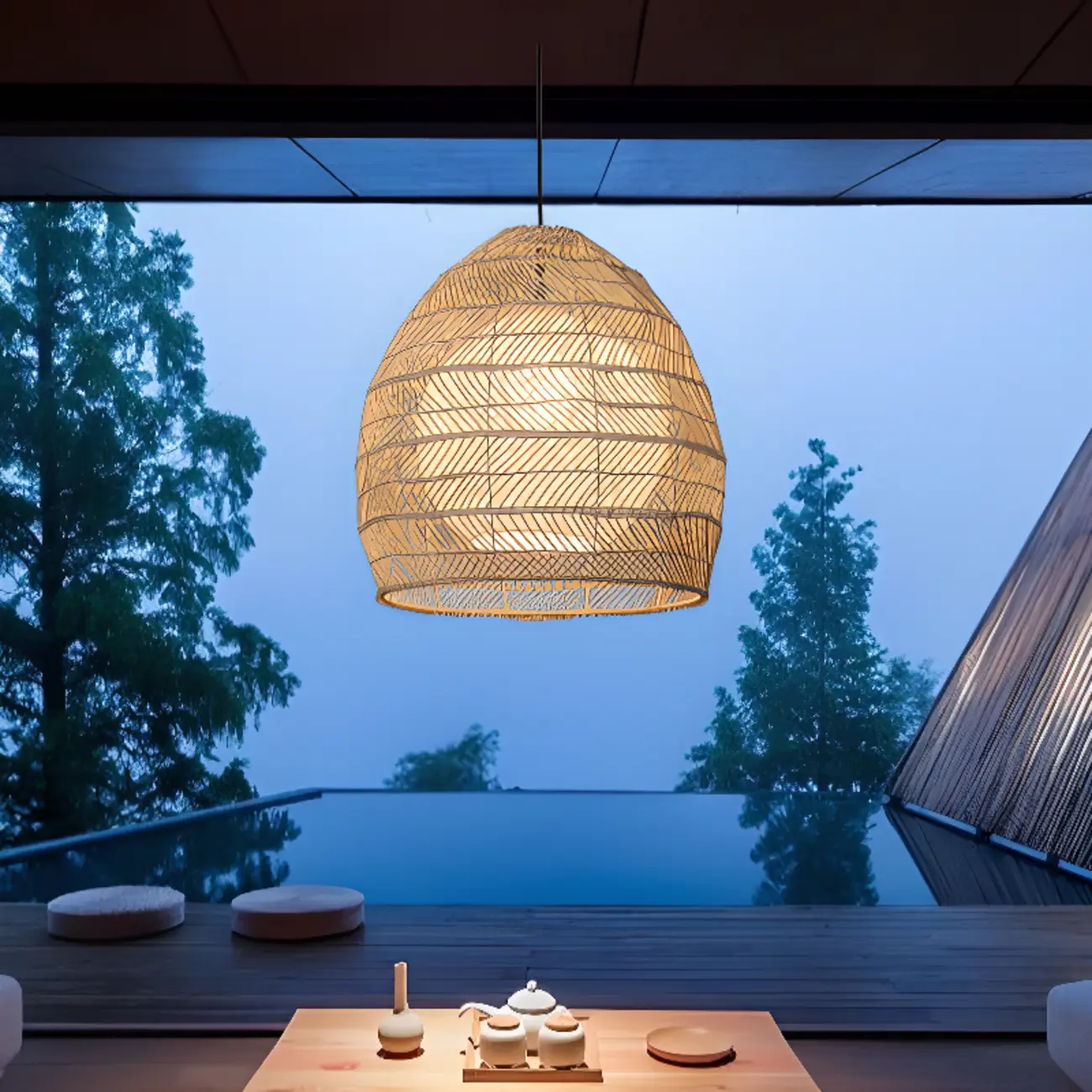 Oriental Rattan Geometric Globe Pendant Light Image - 5 | homeyfad