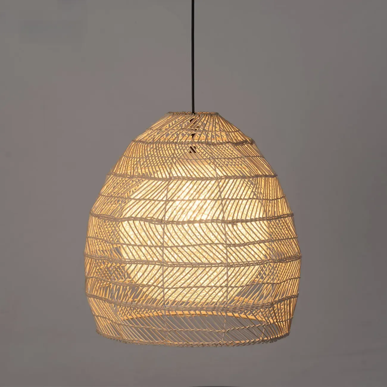 Oriental Rattan Geometric Globe Pendant Light Image - 7
