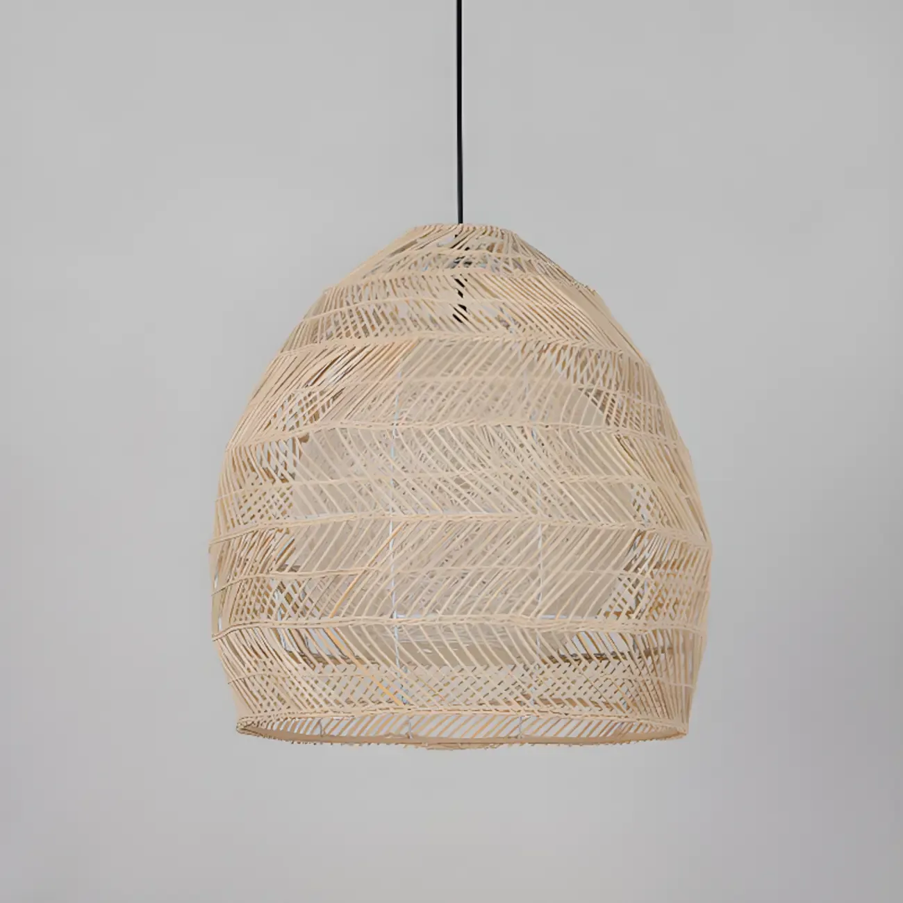 Oriental Rattan Geometric Globe Pendant Light Image - 8