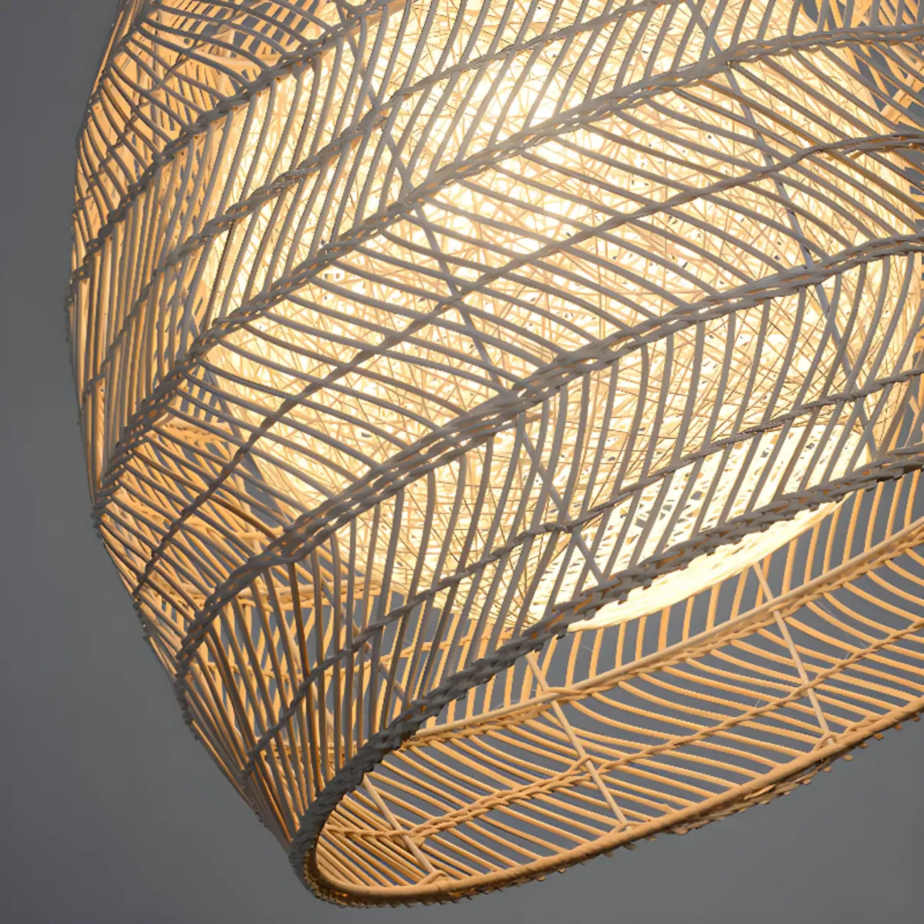 Oriental Rattan Geometric Globe Pendant Light Image - 9