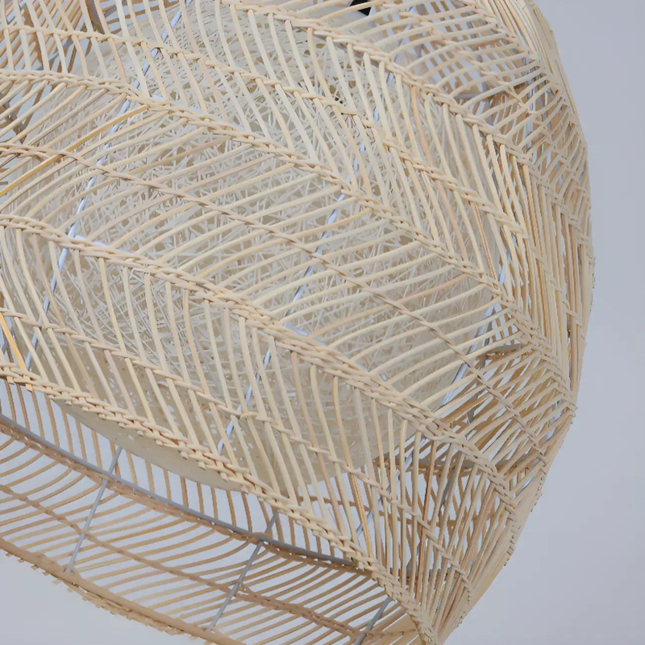 Oriental Rattan Geometric Globe Pendant Light Image - 10