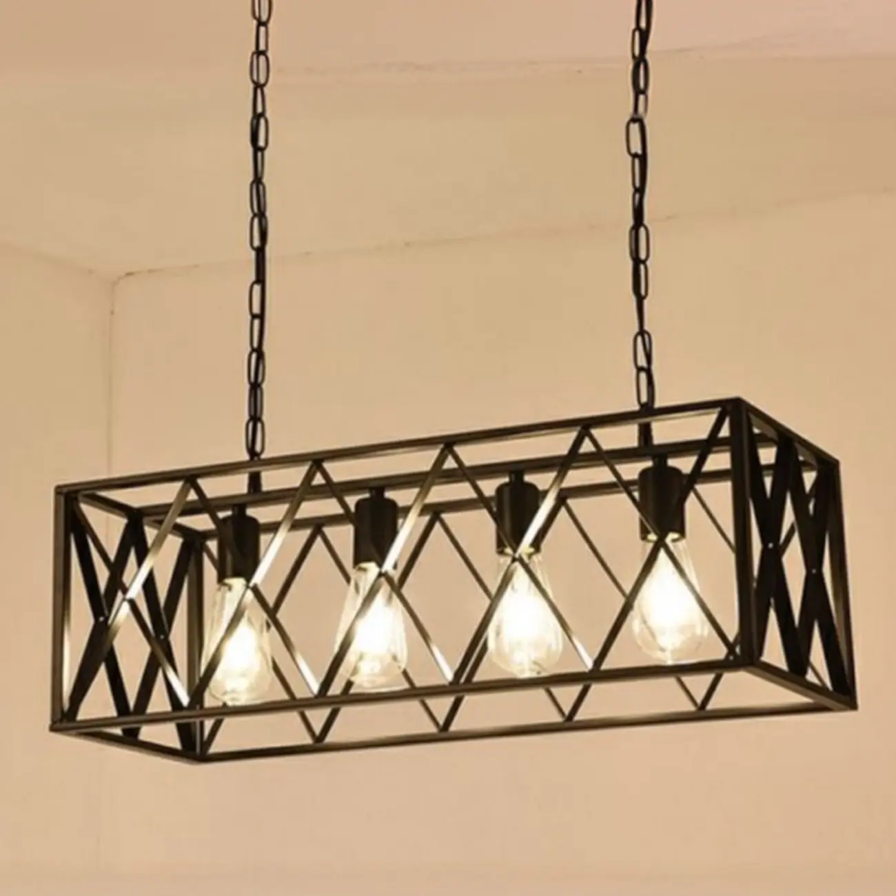 Rustic Iron Black 6-Light Chain Island Pendant Image - 12 | homeyfad