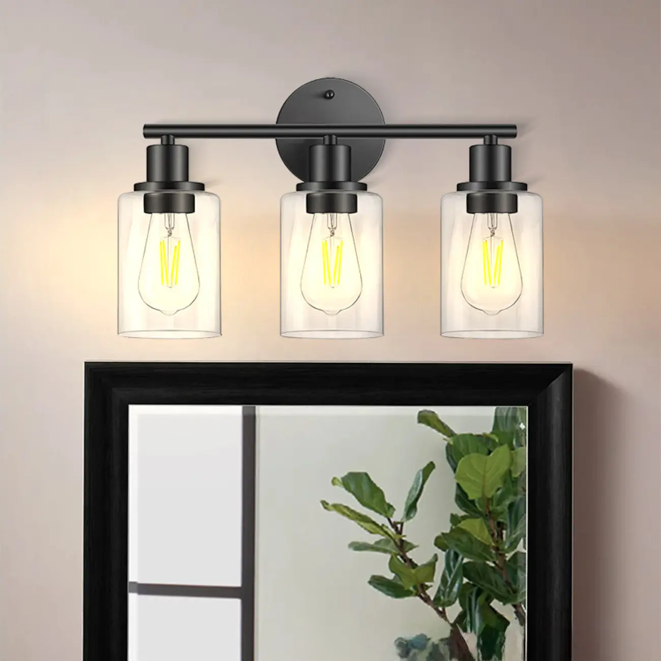 Industrial Black Cylinder 3-Light  Vanity Light for Bathroom | homeyfad