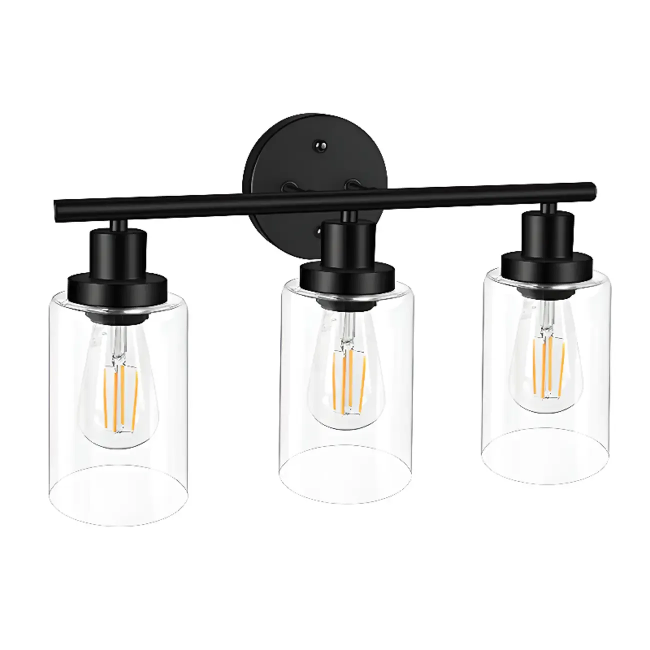 Industrial Black Cylinder 3-Light  Vanity Light for Bathroom