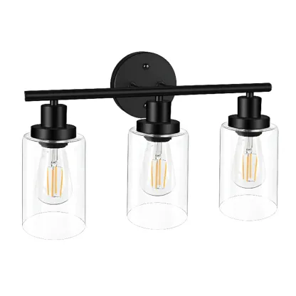 Industrial Black Cylinder 3-Light  Vanity Light for Bathroom