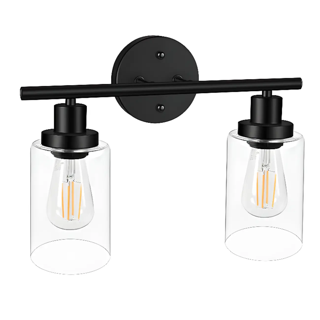 Industrial Black Cylinder 3-Light  Vanity Light for Bathroom | homeyfad