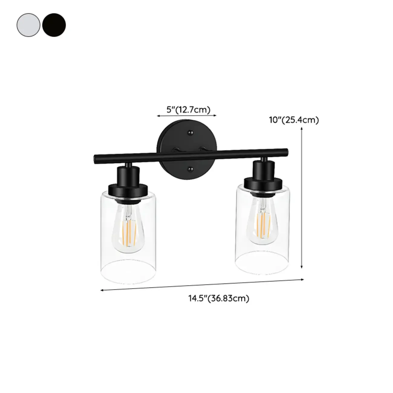 Industrial Black Cylinder 3-Light  Vanity Light for Bathroom
