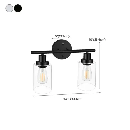 Industrial Black Cylinder 3-Light  Vanity Light for Bathroom
