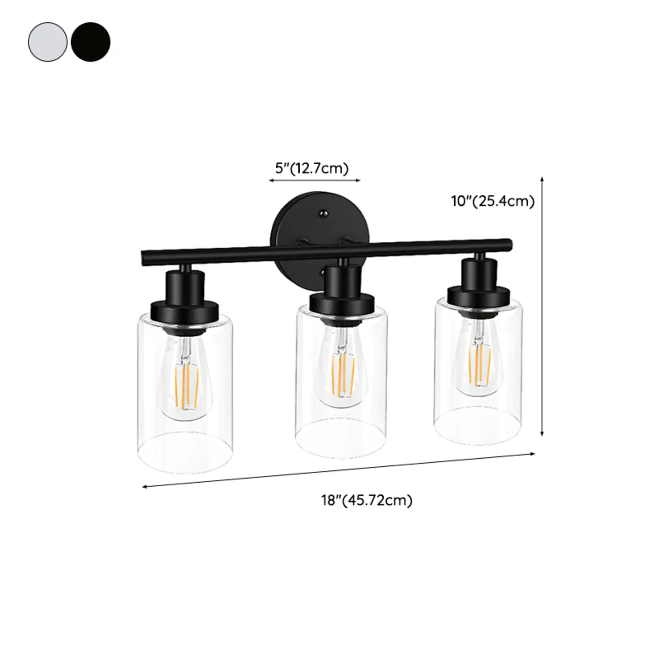 Industrial Black Cylinder 3-Light  Vanity Light for Bathroom | homeyfad