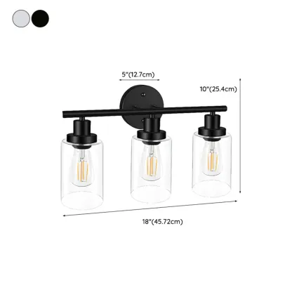 Industrial Black Cylinder 3-Light  Vanity Light for Bathroom