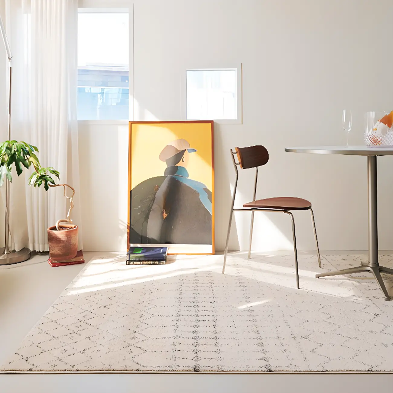 Simple Anti-Slip Beige Rectangle Area Rug Image - 1 | homeyfad
