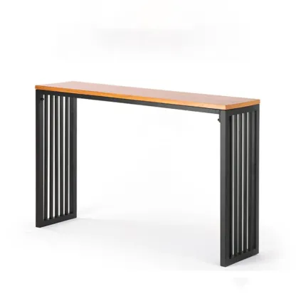 Industrial Brown Wooden Metal Leg Rectangular Bar Tables Image - 5