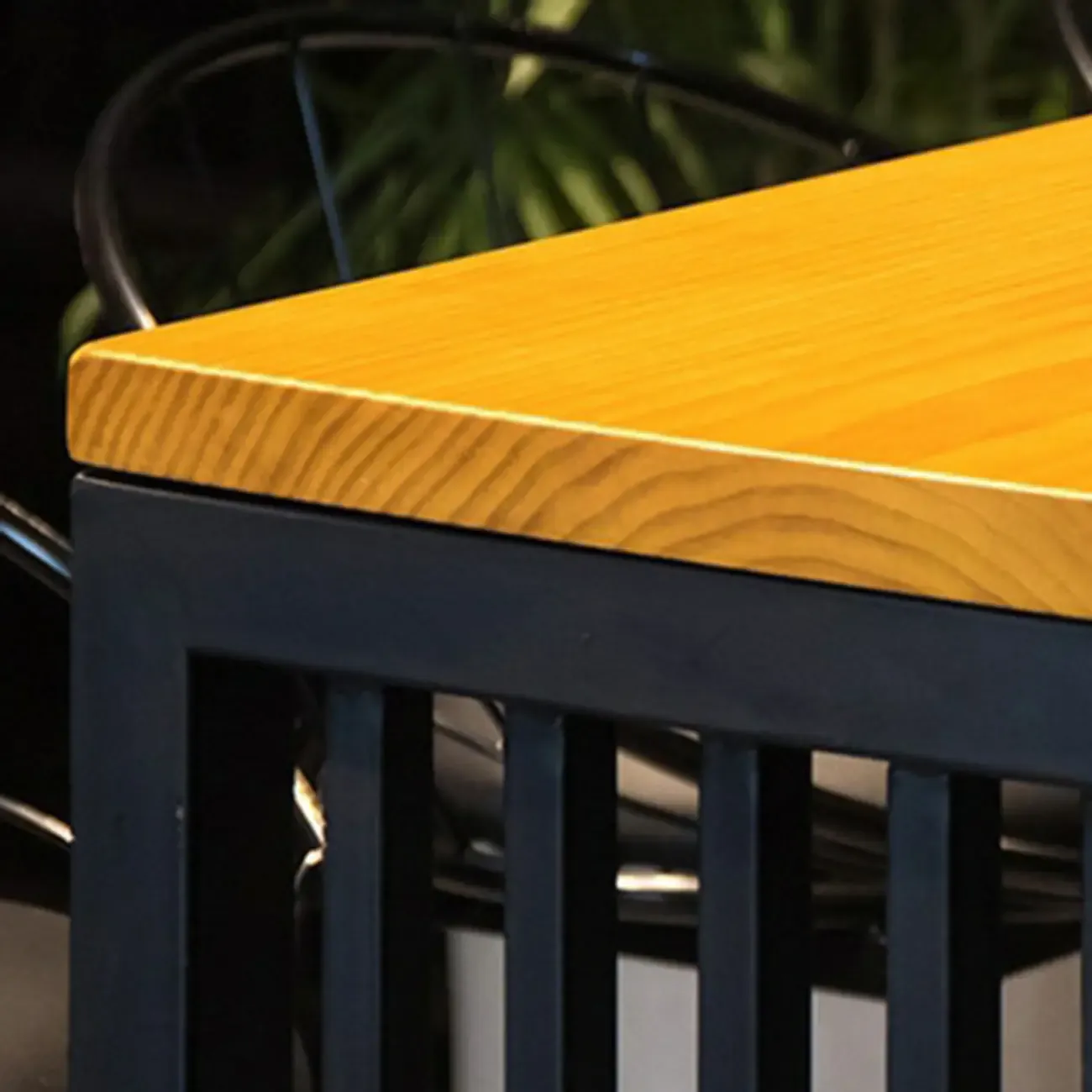 Industrial Brown Wooden Metal Leg Rectangular Bar Tables Image - 9