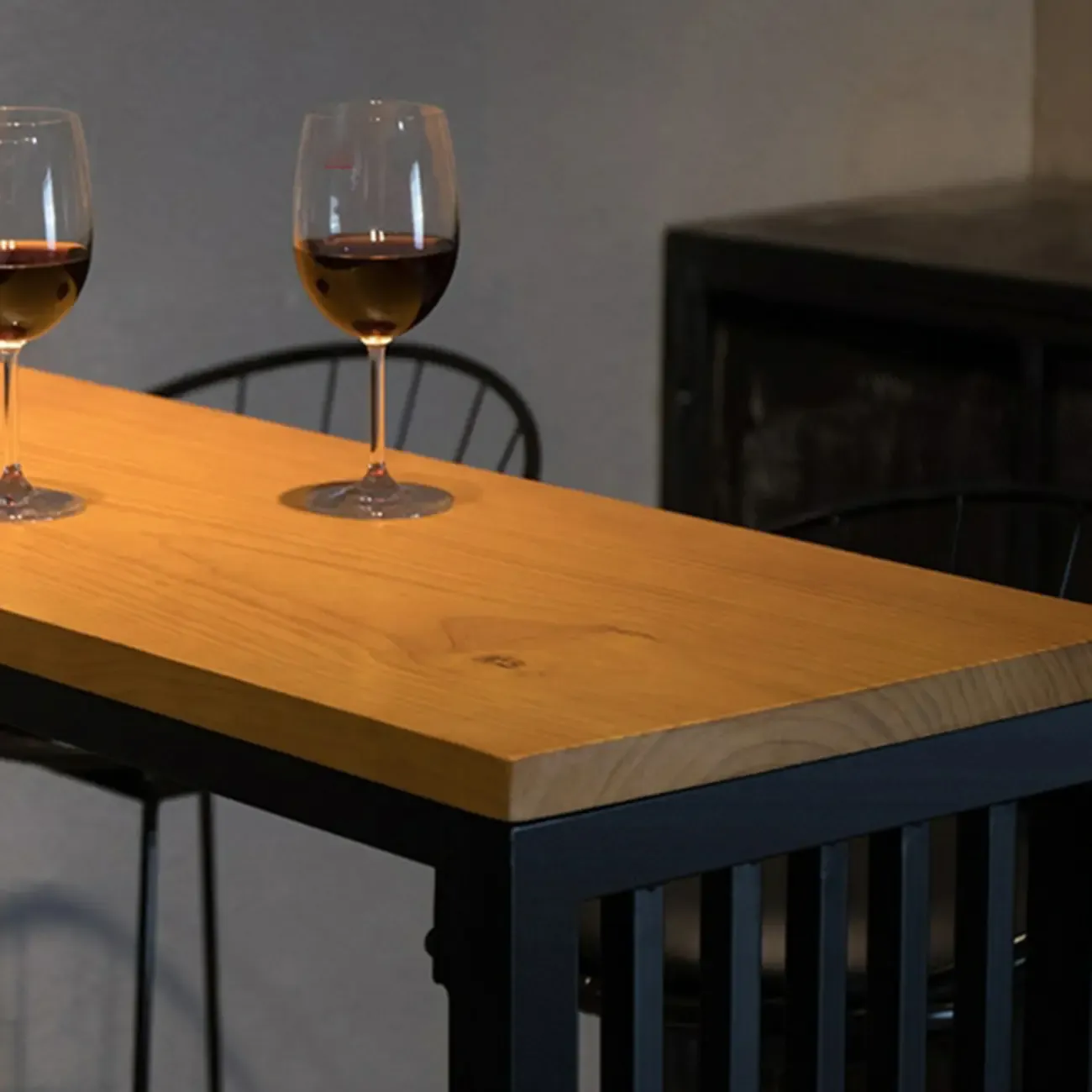 Industrial Brown Wooden Metal Leg Rectangular Bar Tables Image - 11