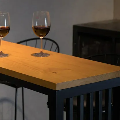 Industrial Brown Wooden Metal Leg Rectangular Bar Tables Image - 11