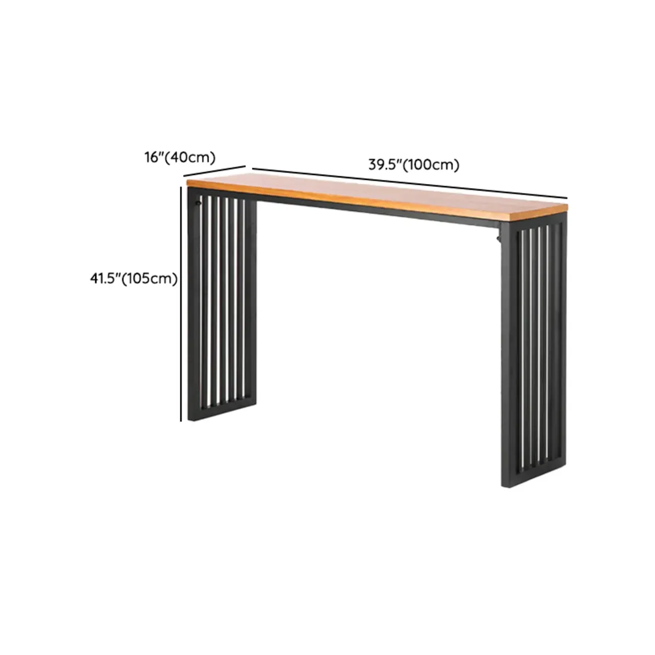 Industrial Brown Wooden Metal Leg Rectangular Bar Tables #size