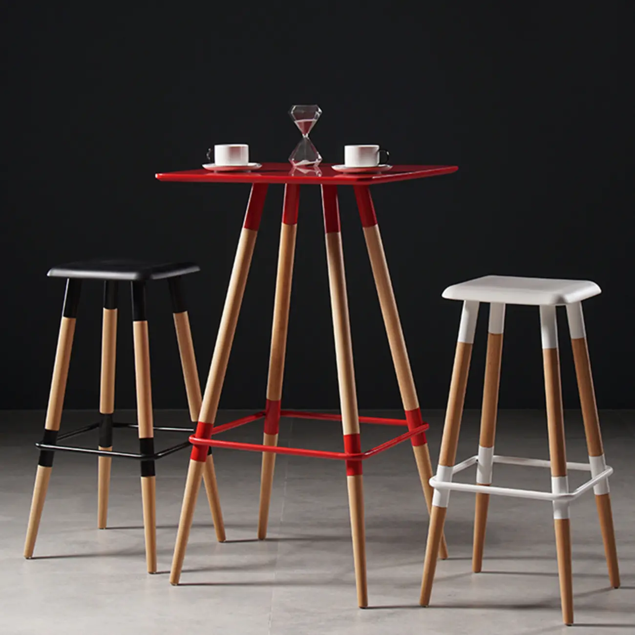 Modern Red Wooden Square Pub Tables Image - 2 | homeyfad