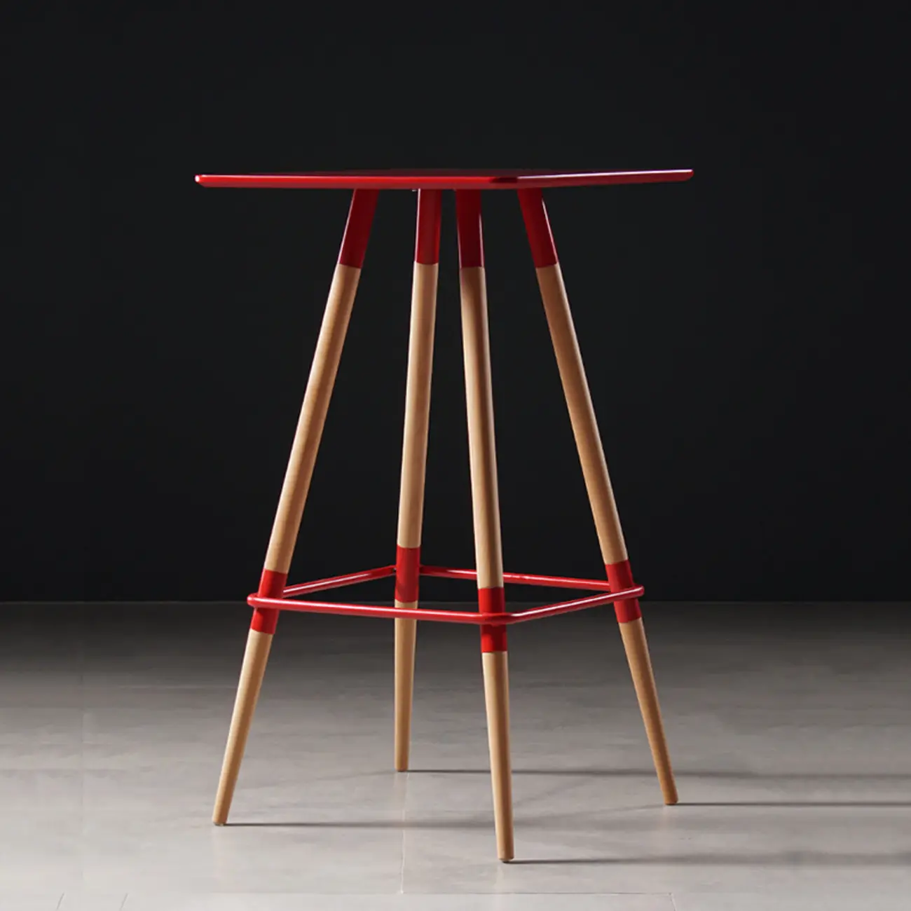 Modern Red Wooden Square Pub Tables Image - 3 | homeyfad