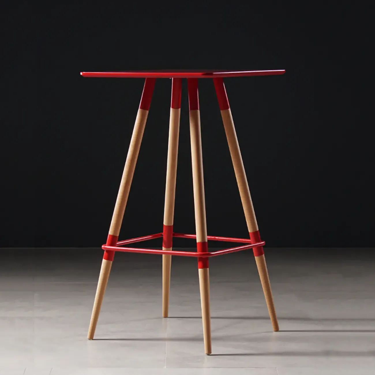 Modern Red Wooden Square Pub Tables Image - 3