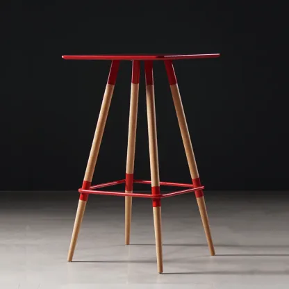 Modern Red Wooden Square Pub Tables Image - 3