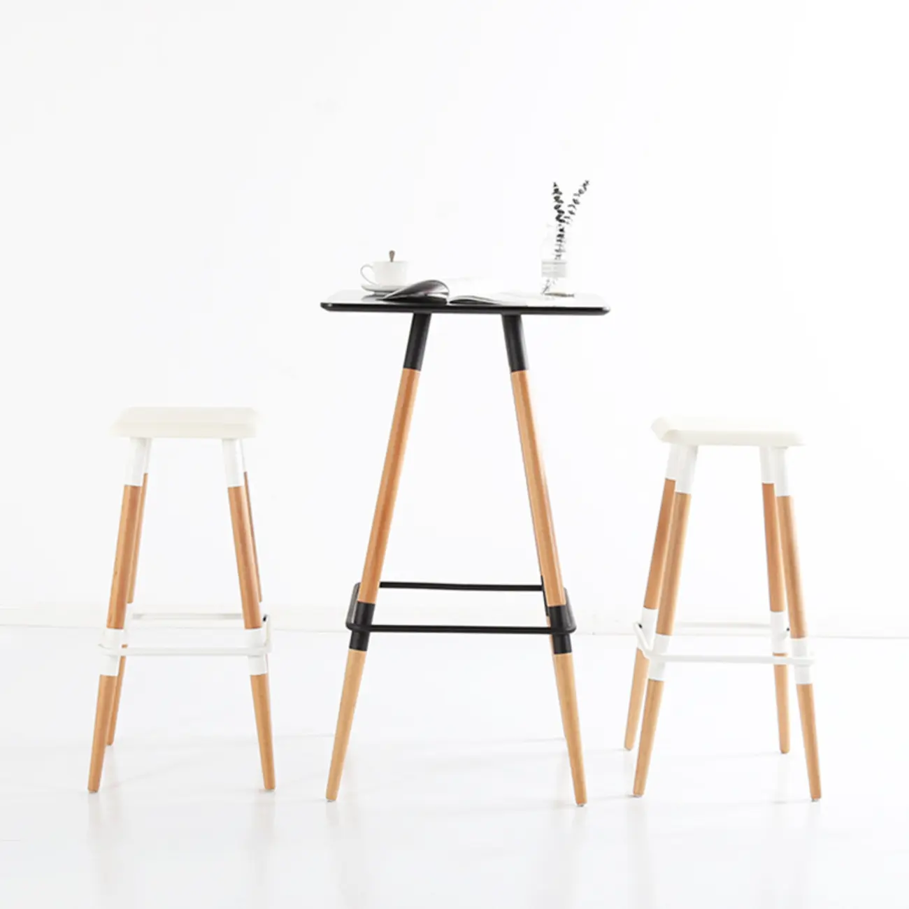 Modern Red Wooden Square Pub Tables Image - 4 | homeyfad