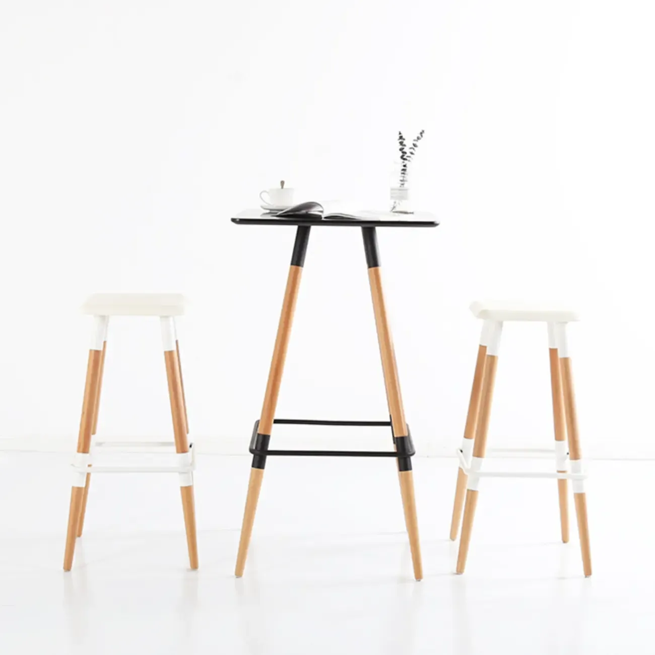 Modern Red Wooden Square Pub Tables Image - 4