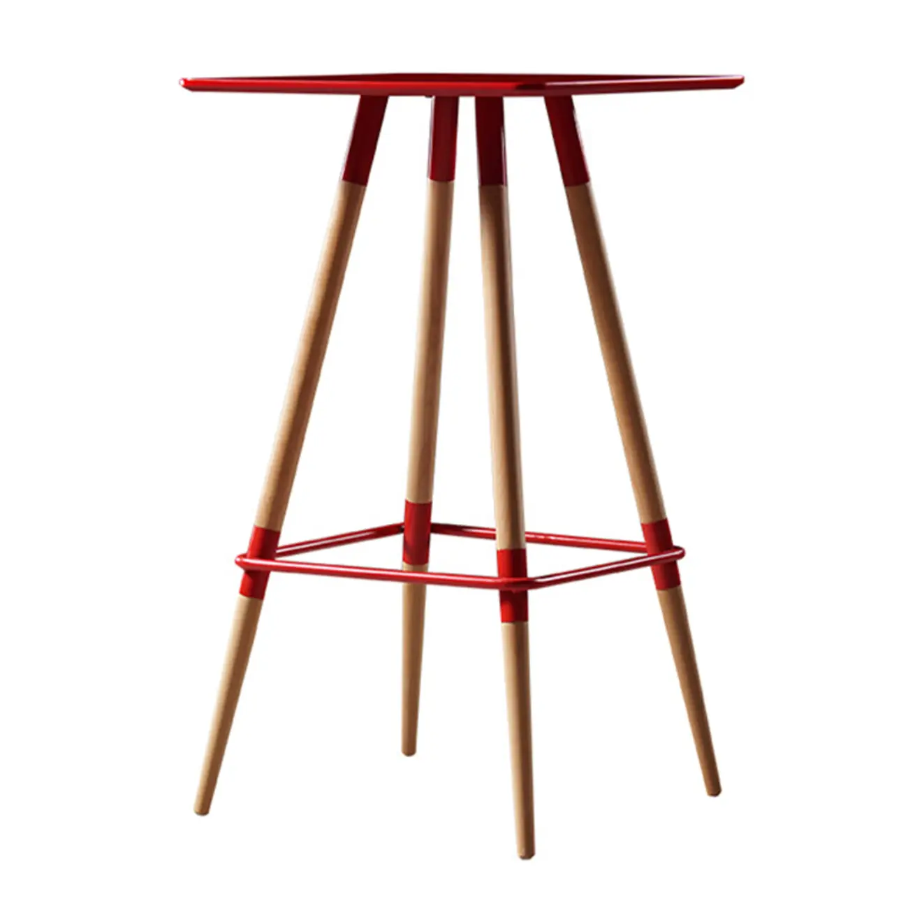 Modern Red Wooden Square Pub Tables Image - 5 | homeyfad