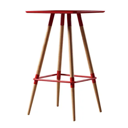 Modern Red Wooden Square Pub Tables Image - 5