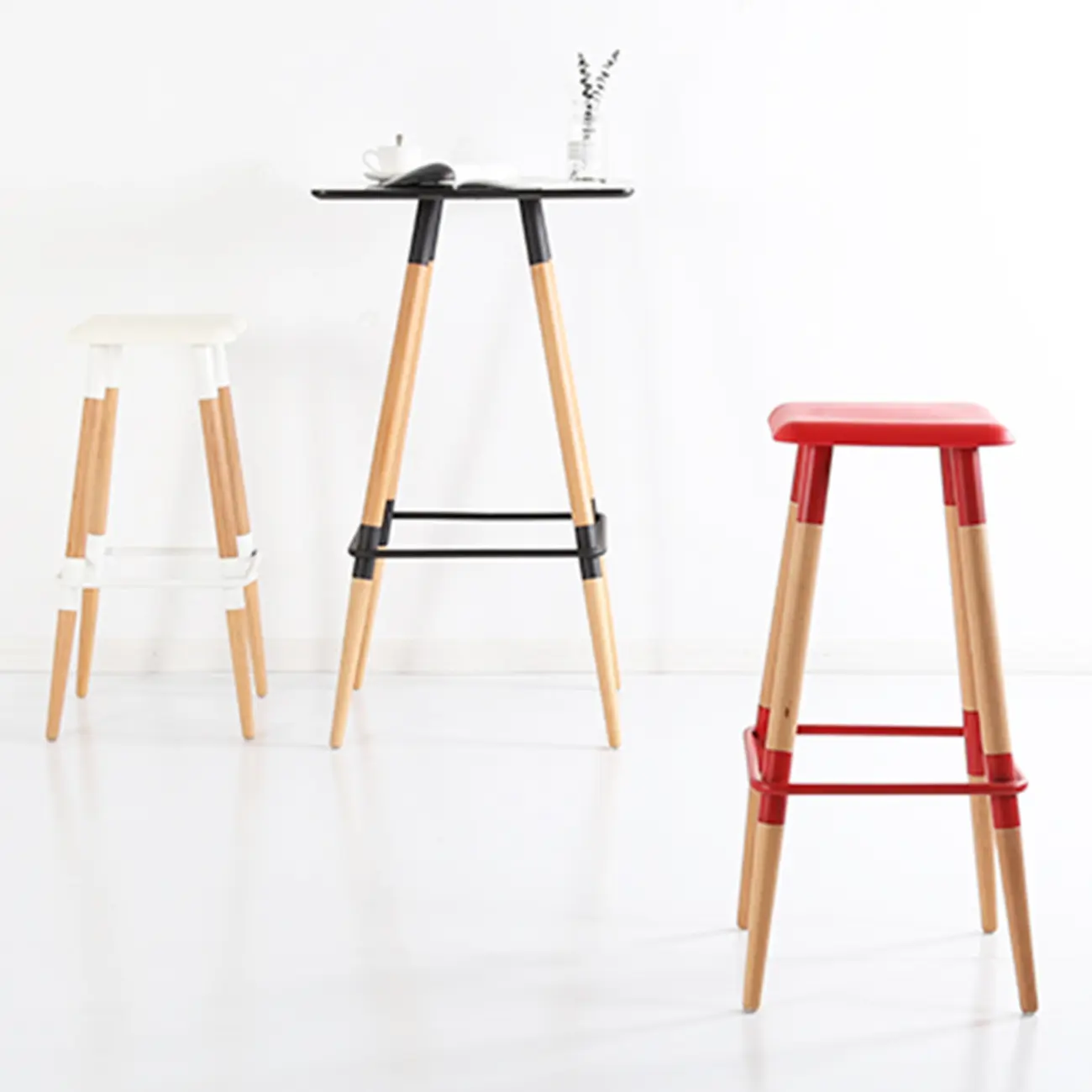 Modern Red Wooden Square Pub Tables Image - 10 | homeyfad