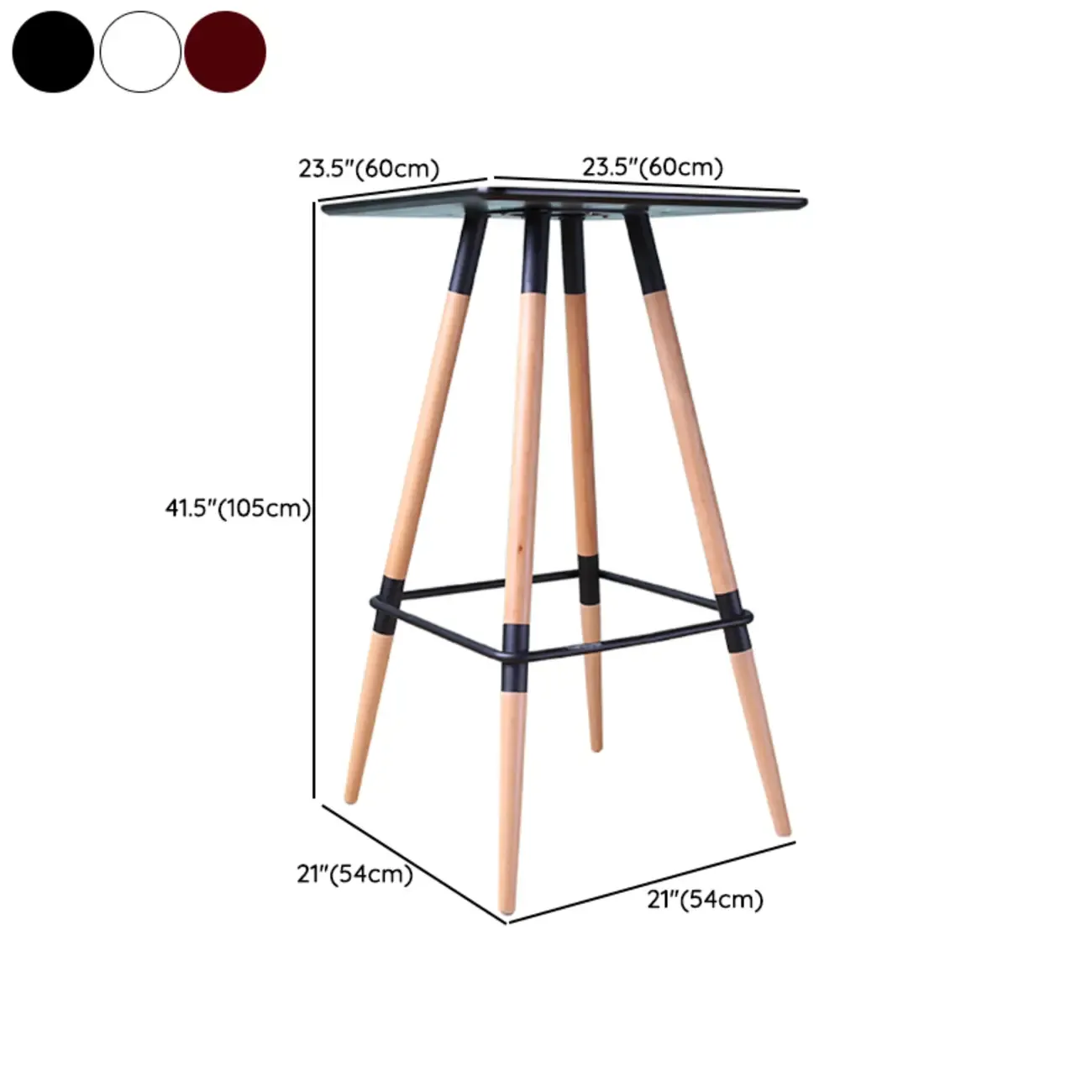 Modern Red Wooden Square Pub Tables #size