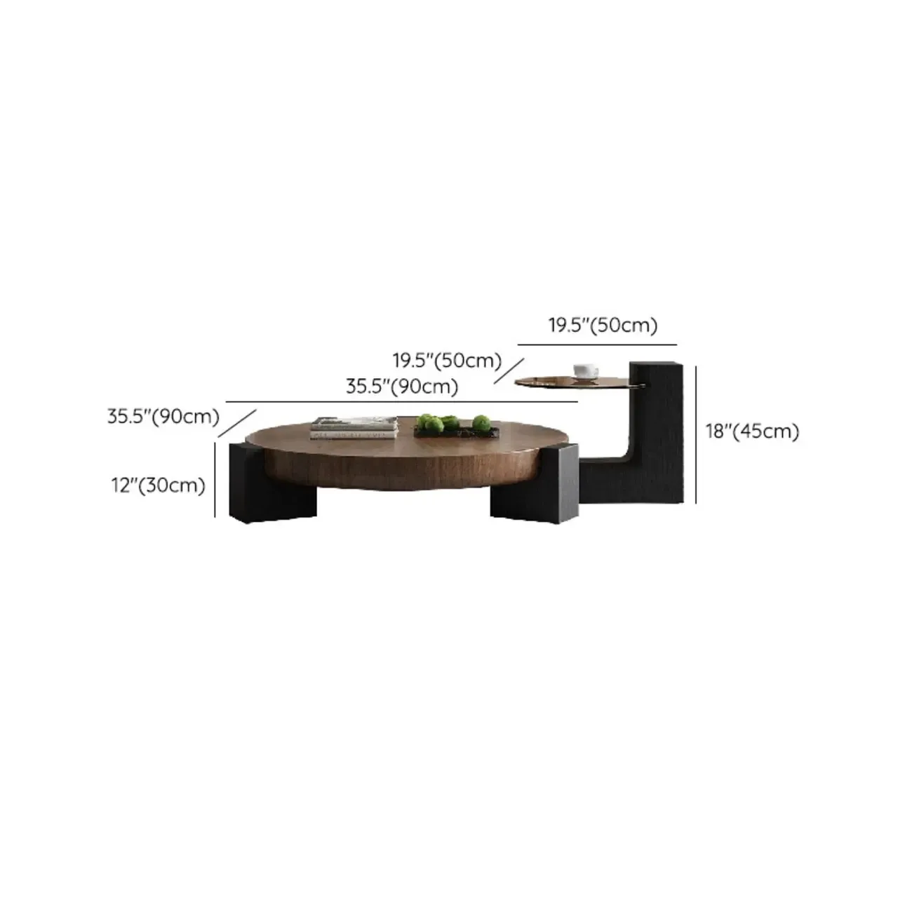 Funky Black Brown Wood Round Tripod Coffee Table Image - 6