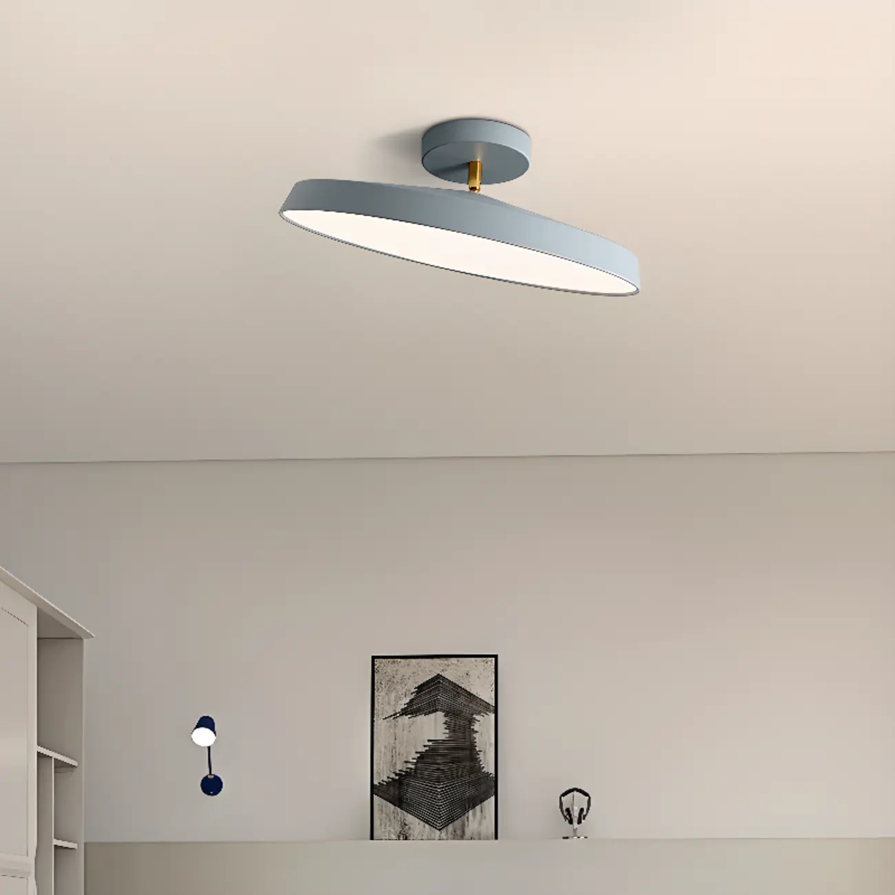 Modern Round Semi Flush Ceiling Light 3-Gear Dimming  Image - 5 | homeyfad