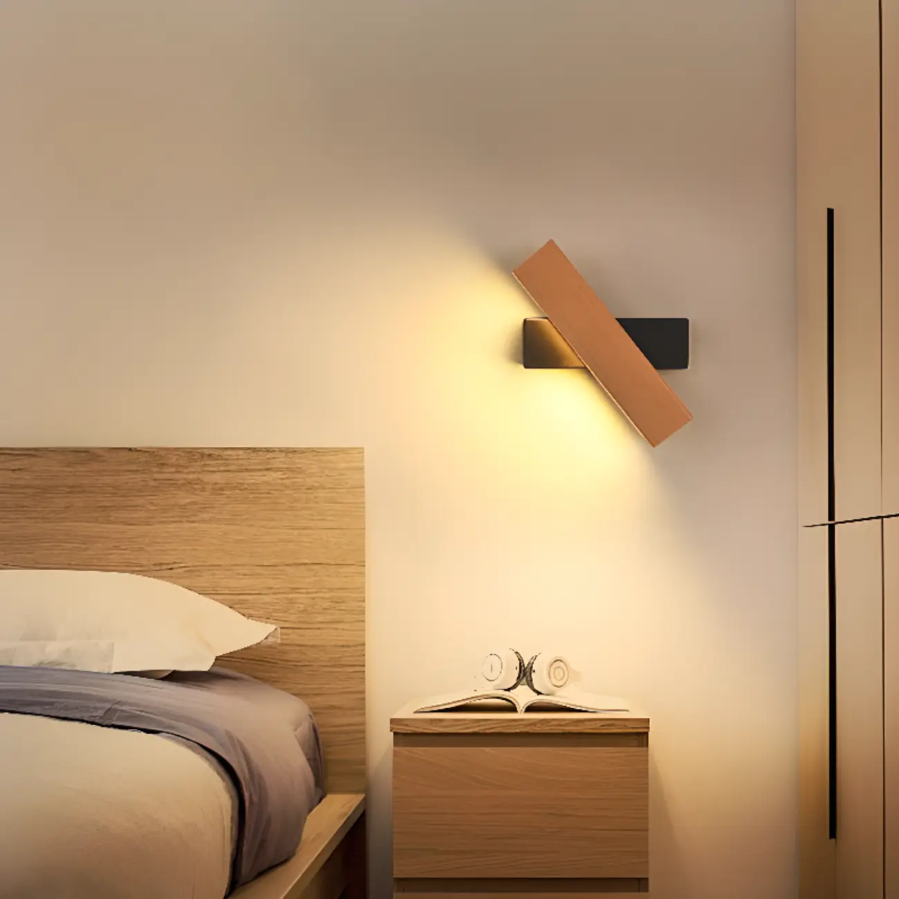 Wood Modish Rectangular Rotatable Wall Sconce Image - 3 | homeyfad