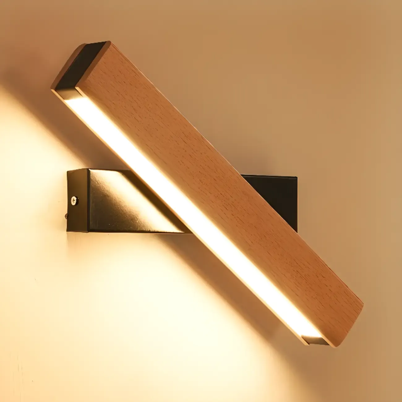 Wood Modish Rectangular Rotatable Wall Sconce Image - 6