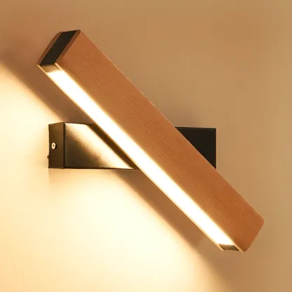 Wood Modish Rectangular Rotatable Wall Sconce Image - 6