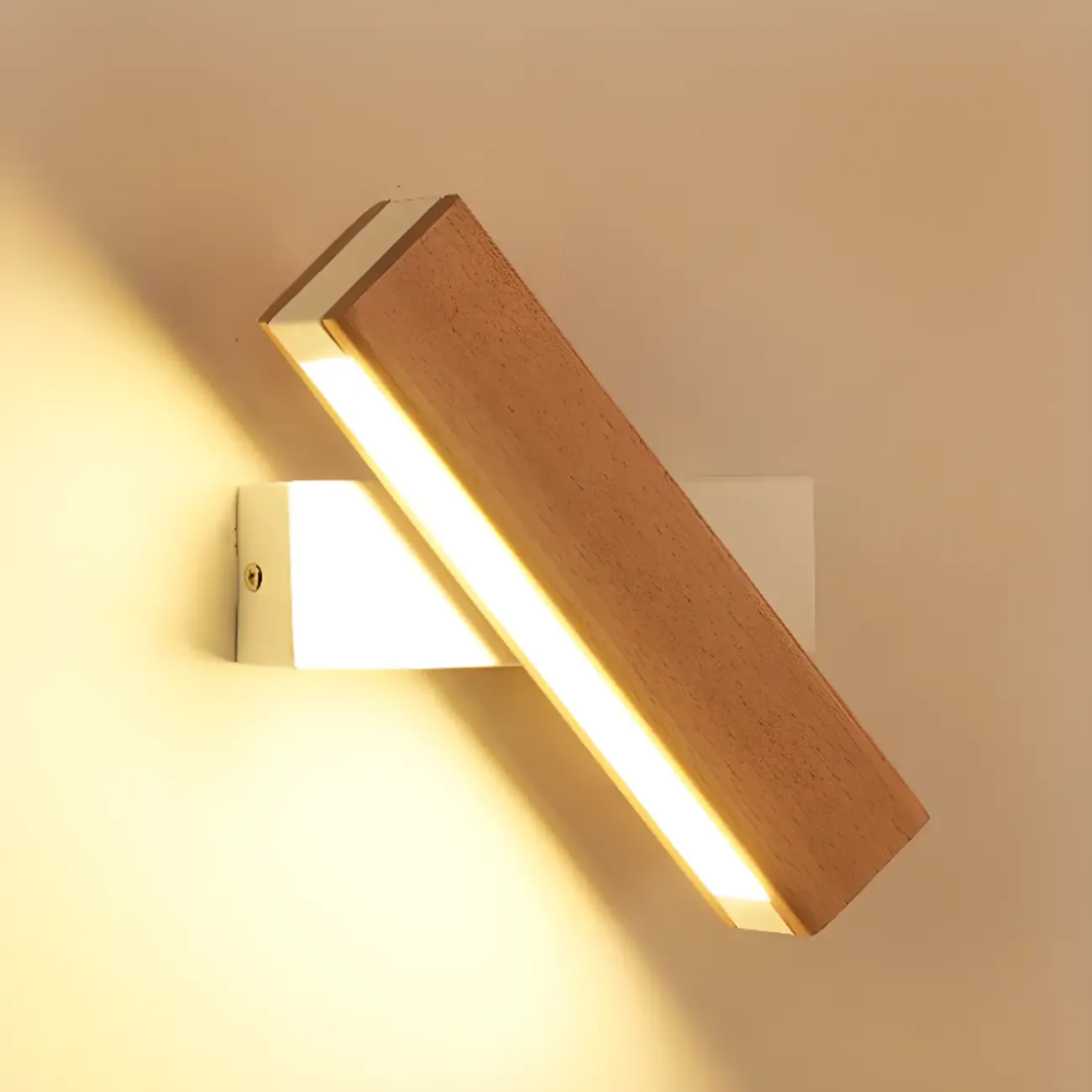 Wood Modish Rectangular Rotatable Wall Sconce Image - 7