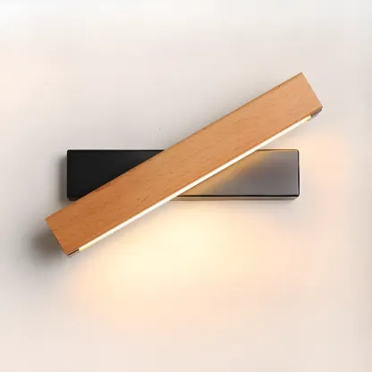 Wood Modish Rectangular Rotatable Wall Sconce Image - 11
