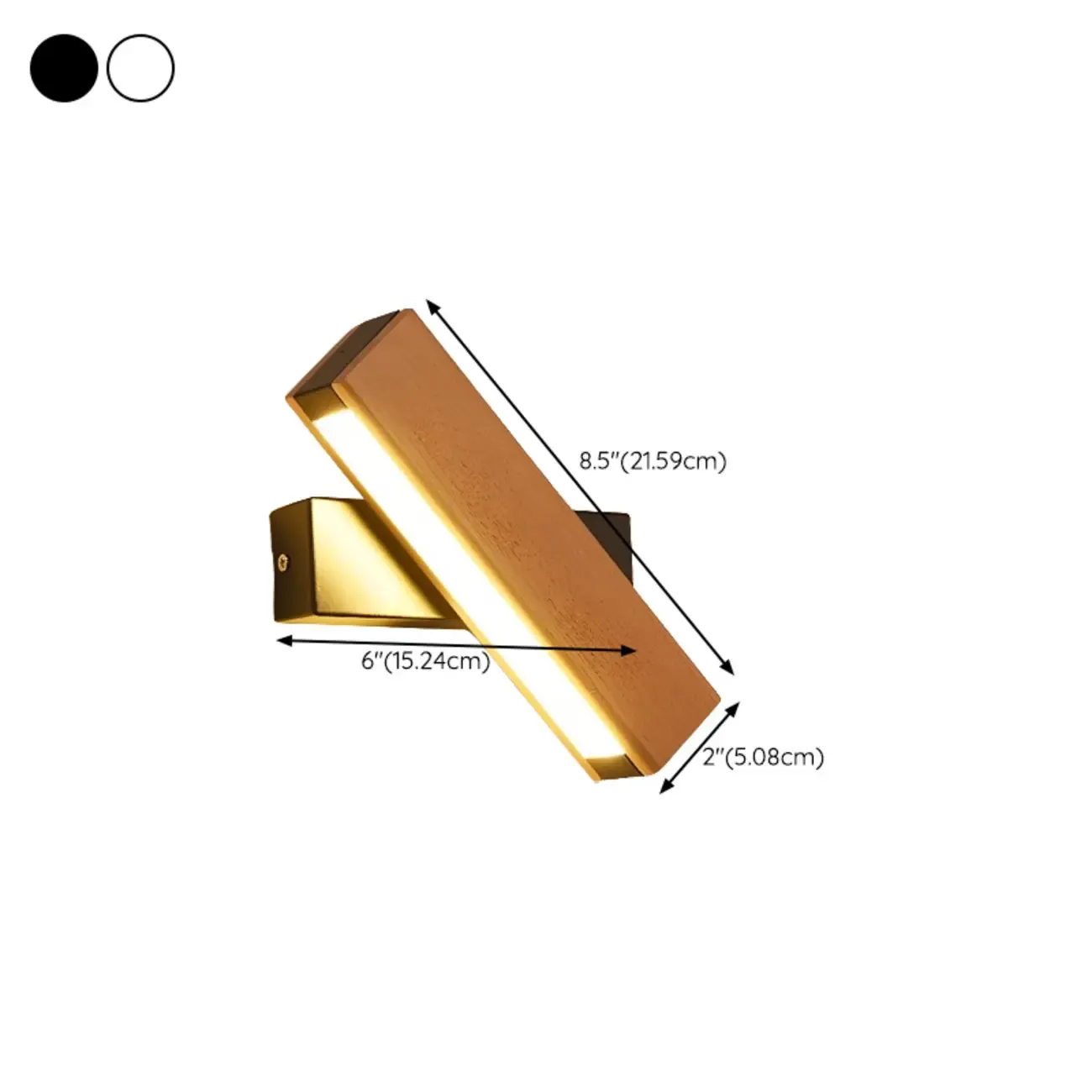 Wood Modish Rectangular Rotatable Wall Sconce #size