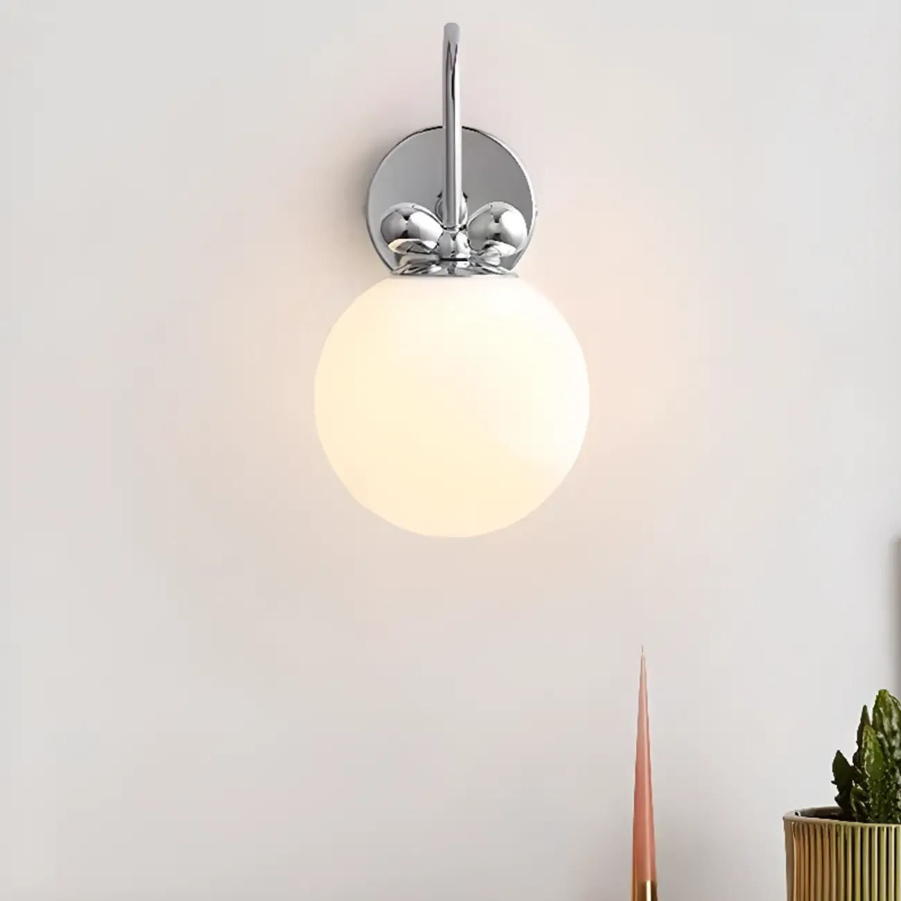 Modern Chrome Glass Globe Wall Sconce Image - 2