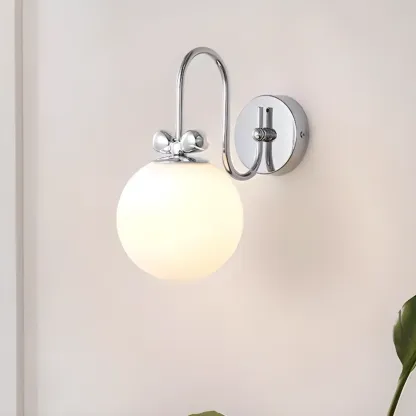 Modern Chrome Glass Globe Wall Sconce Image - 3