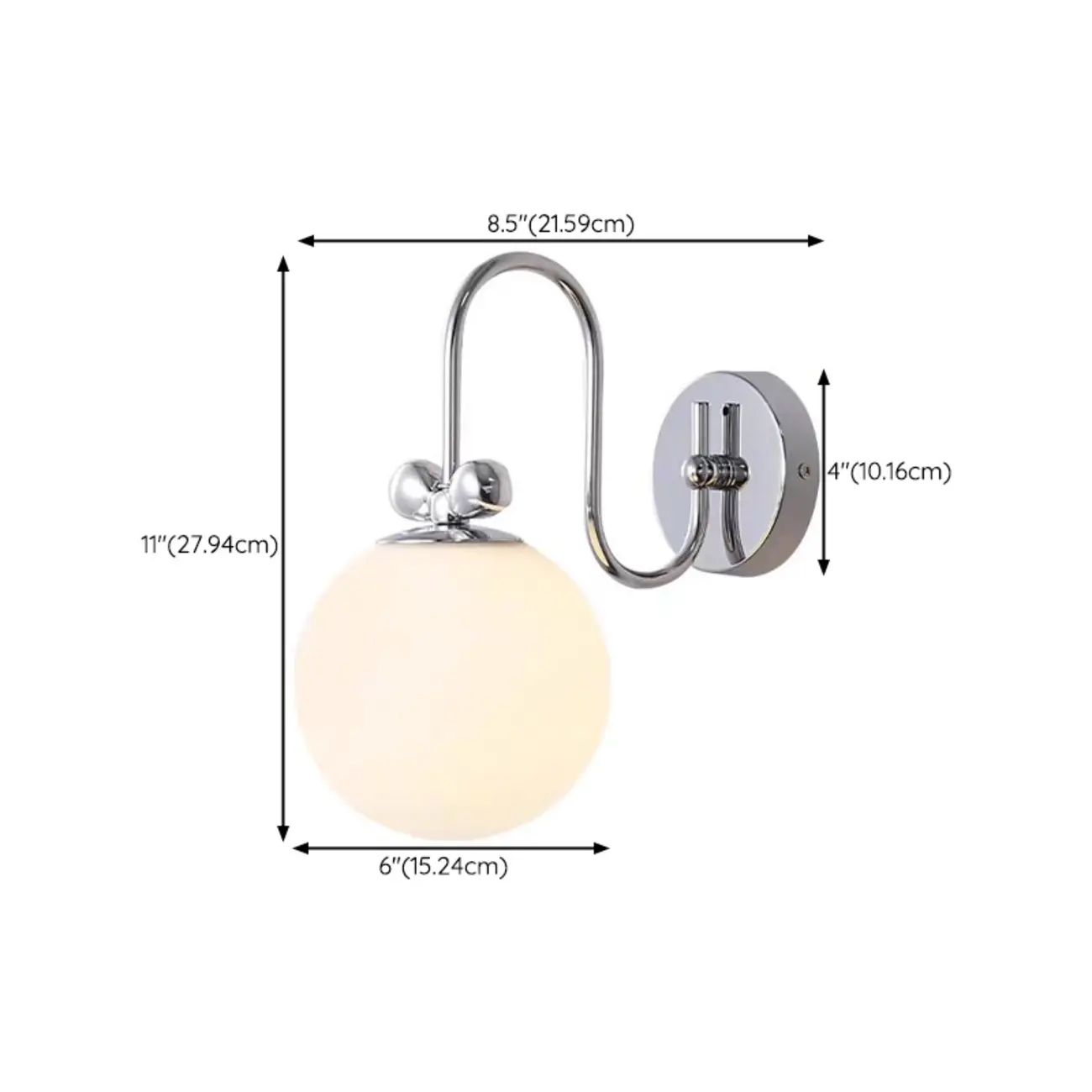 Modern Chrome Glass Globe Wall Sconce #size | homeyfad