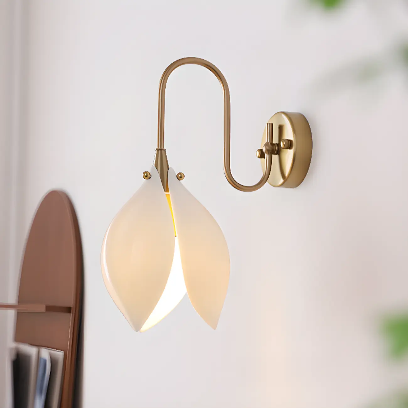 Modern Gold Geometric Wall Light with Ceramic Shade Image - 1 | homeyfad