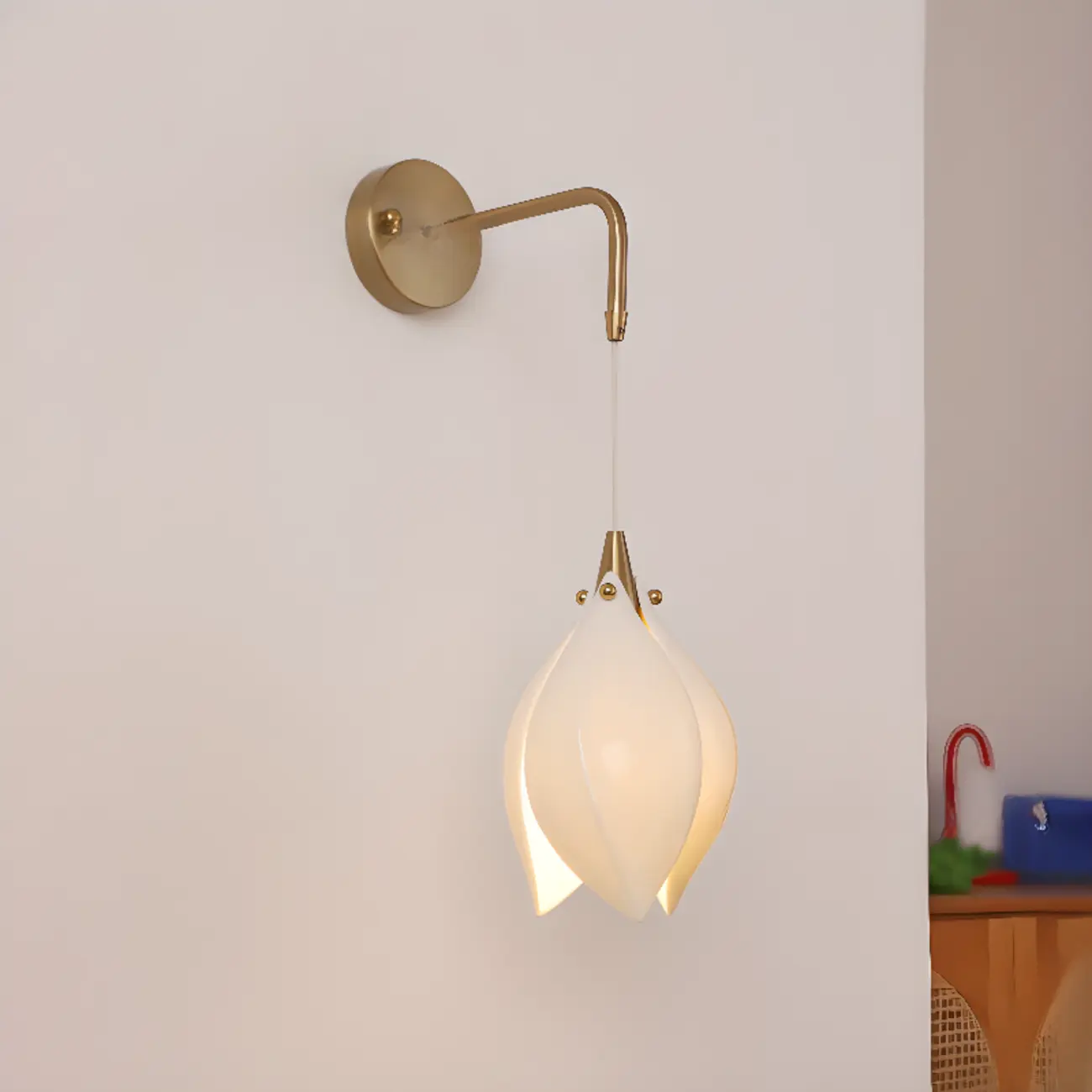 Modern Gold Geometric Wall Light with Ceramic Shade Image - 3 | homeyfad
