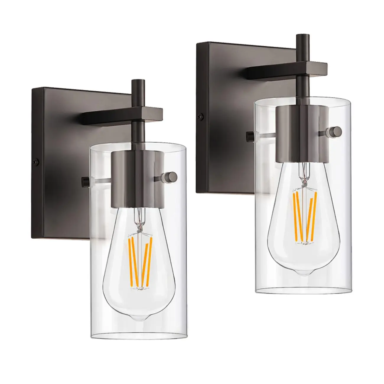 Industrial Cylinder Glass Vanity Light Fixture Hardwired Image - 4 | homeyfad