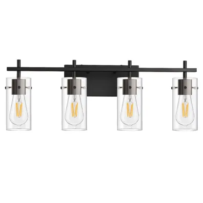 Industrial Cylinder Glass Vanity Light Fixture Hardwired Image - 5