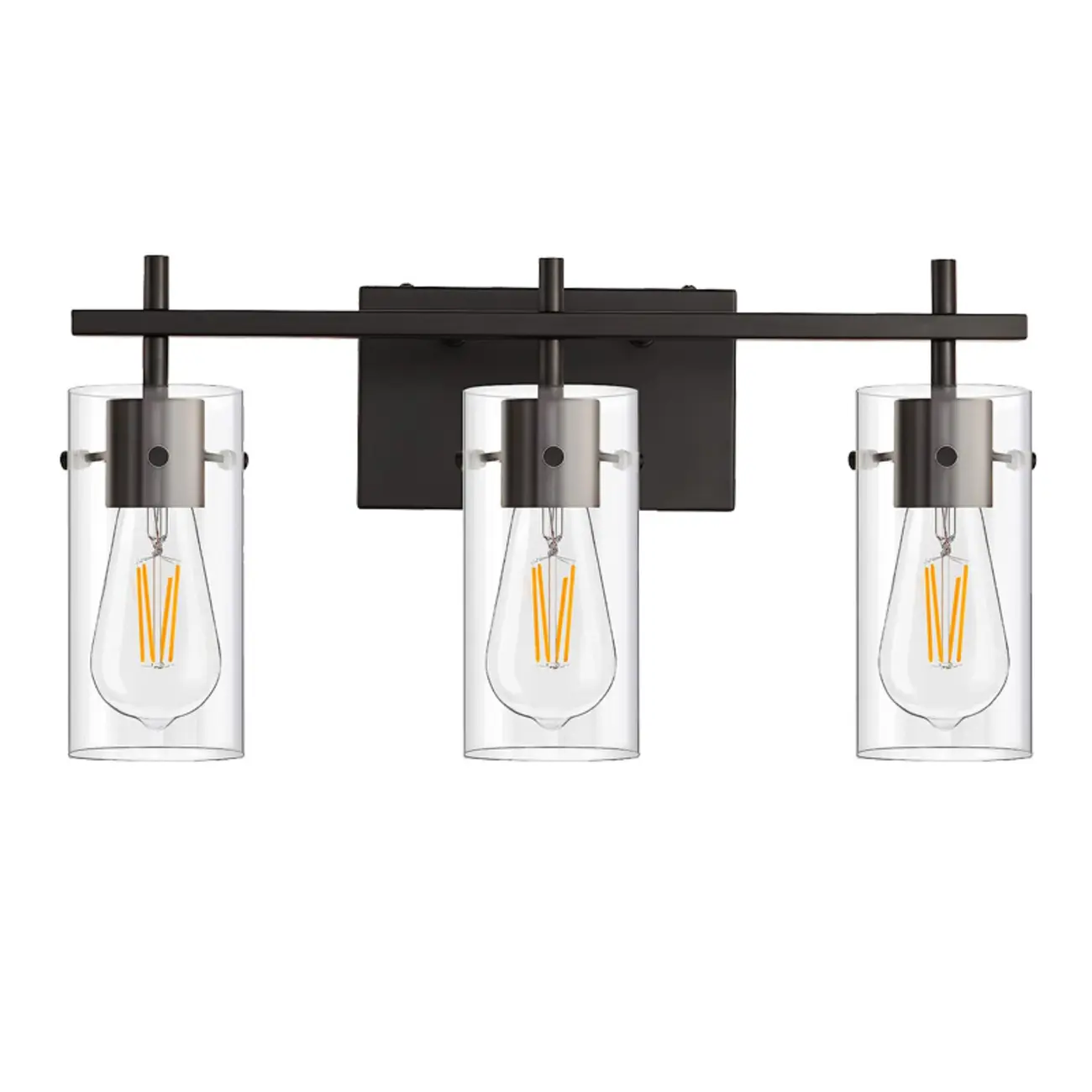 Industrial Cylinder Glass Vanity Light Fixture Hardwired Image - 6 | homeyfad