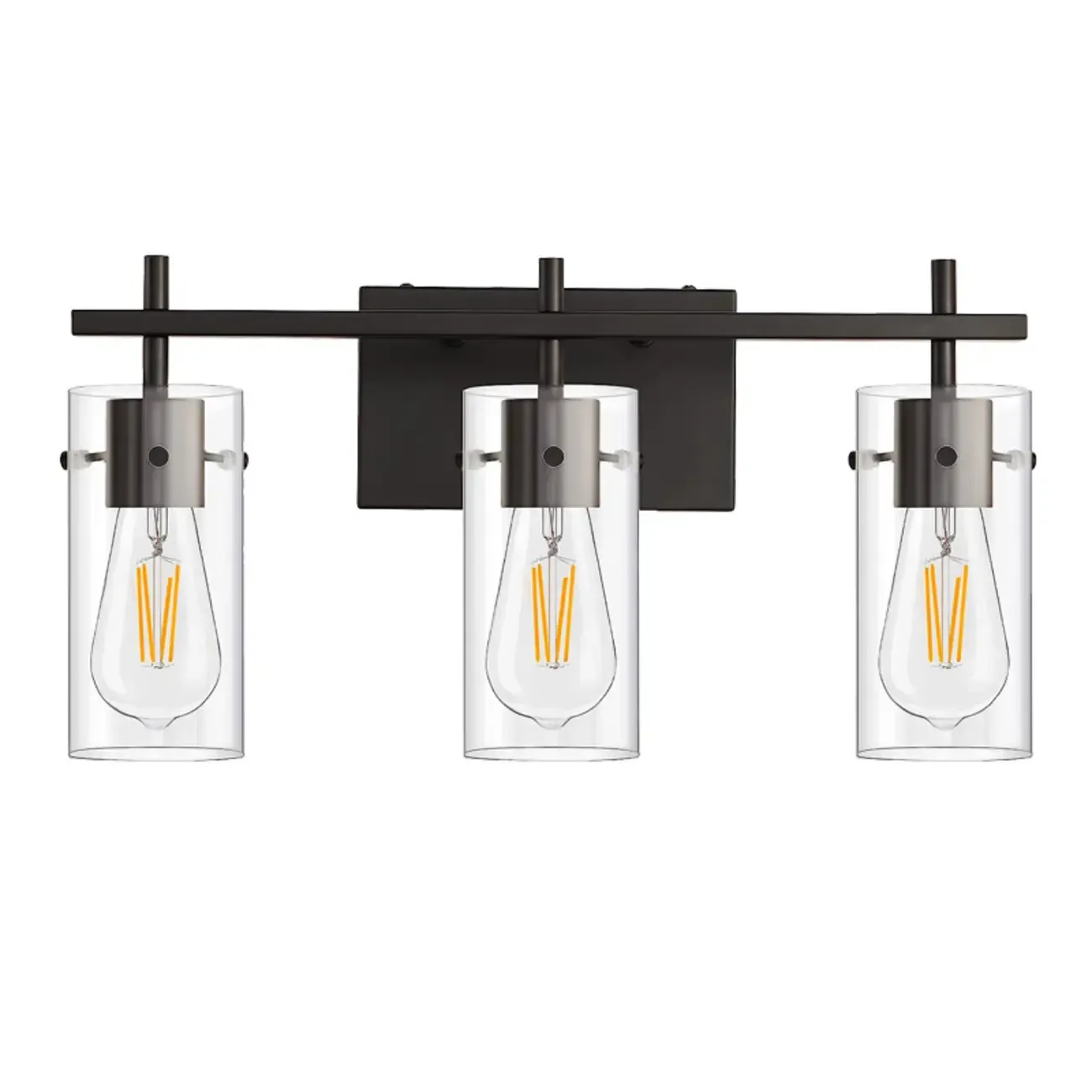 Industrial Cylinder Glass Vanity Light Fixture Hardwired Image - 6