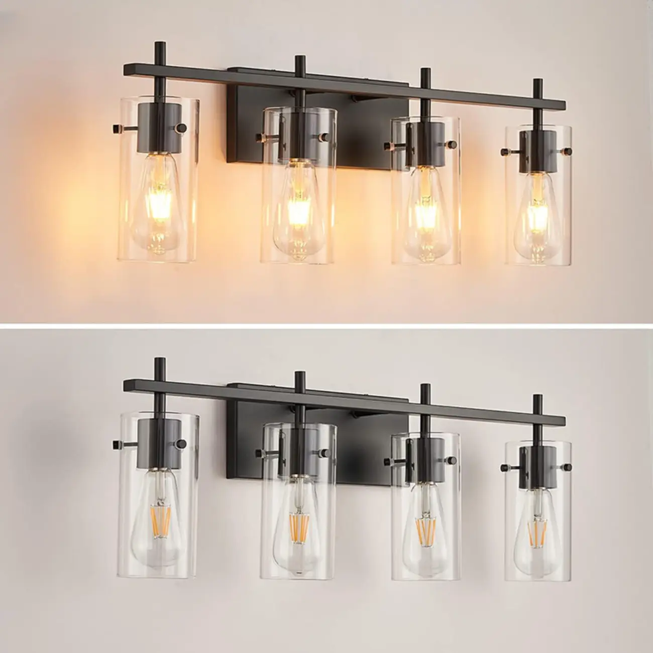 Industrial Cylinder Glass Vanity Light Fixture Hardwired Image - 9 | homeyfad