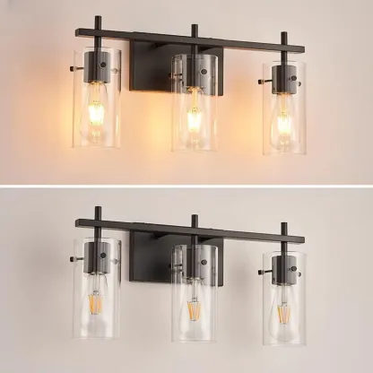 Industrial Cylinder Glass Vanity Light Fixture Hardwired Image - 10