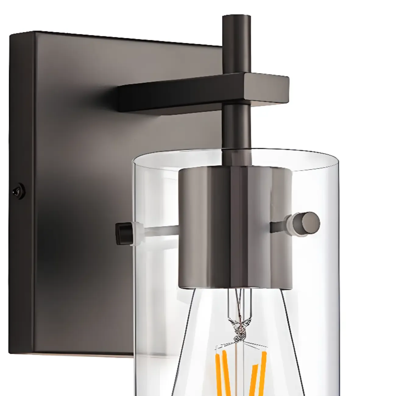 Industrial Cylinder Glass Vanity Light Fixture Hardwired Image - 11